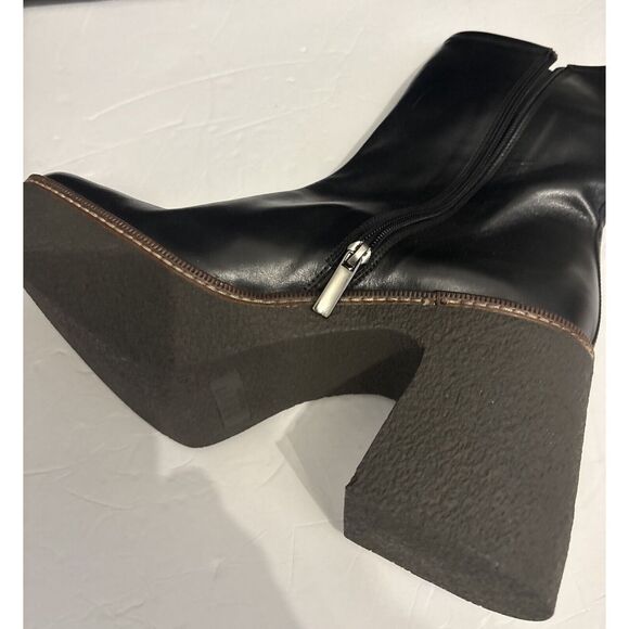 DKNY Womens Black Boots Zipper Square Toe Block Heel Size 10 US 41 EU NEW - Picture 3 of 5